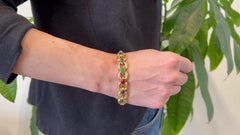 Vintage Gemstone 18 Karat Yellow Gold Link Bracelet