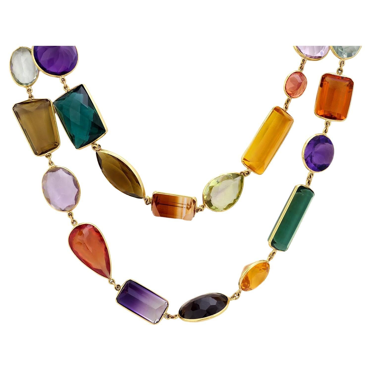 Vintage gemstone 18k yellow gold necklace