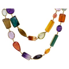 Vintage gemstone 18k yellow gold necklace