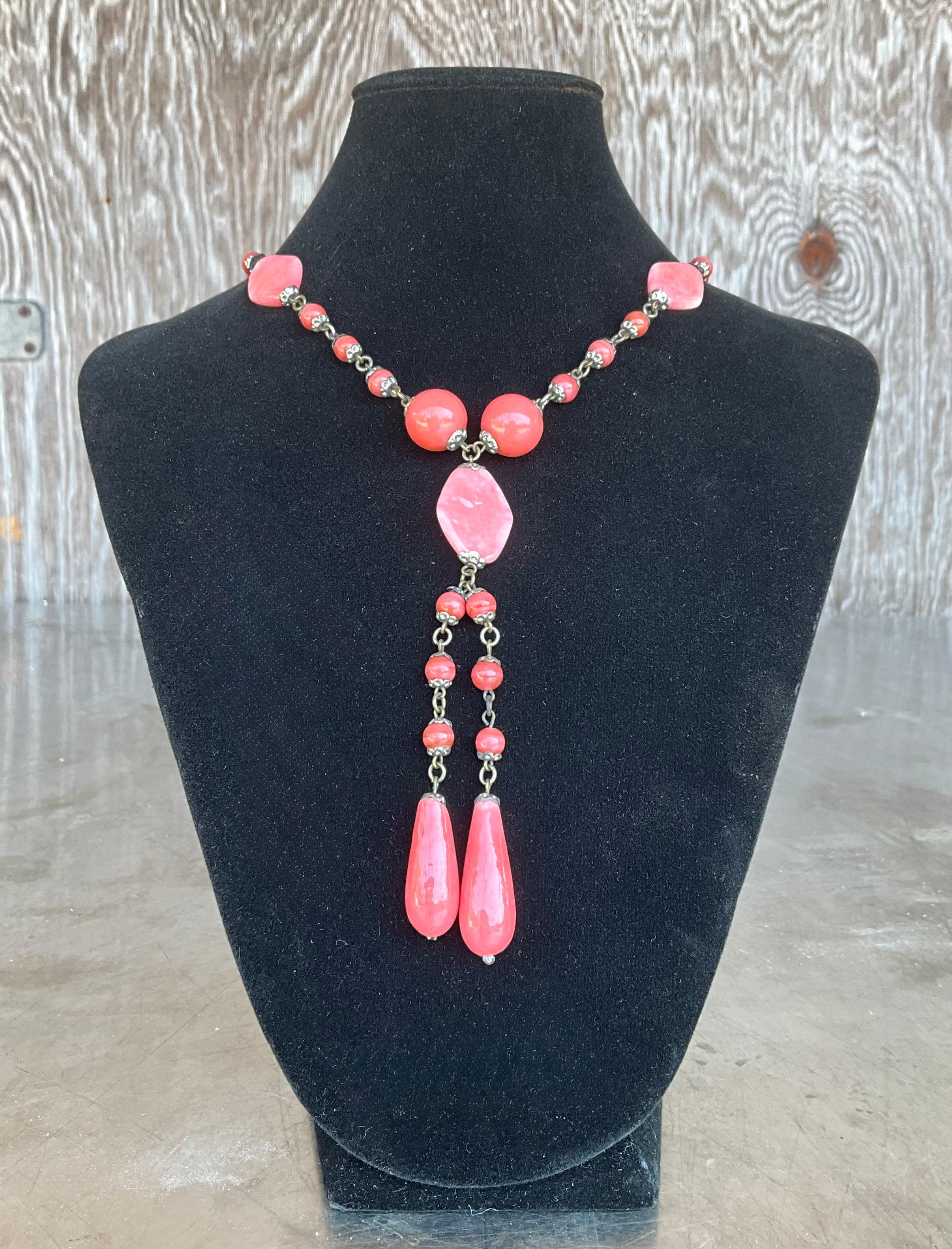 Vintage Edelstein Perlenkette für Damen oder Herren im Angebot