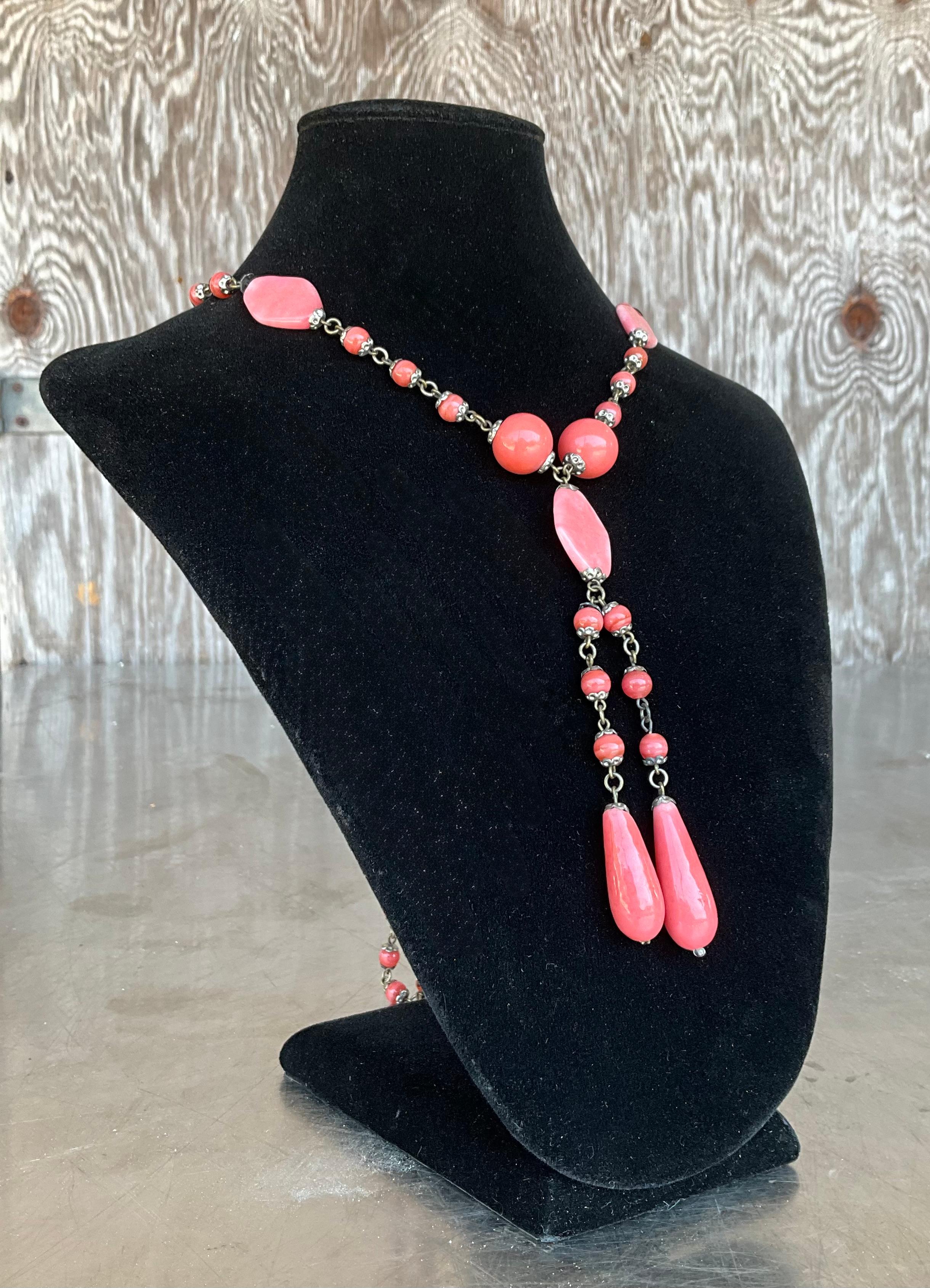 Vintage Edelstein Perlenkette im Angebot 1