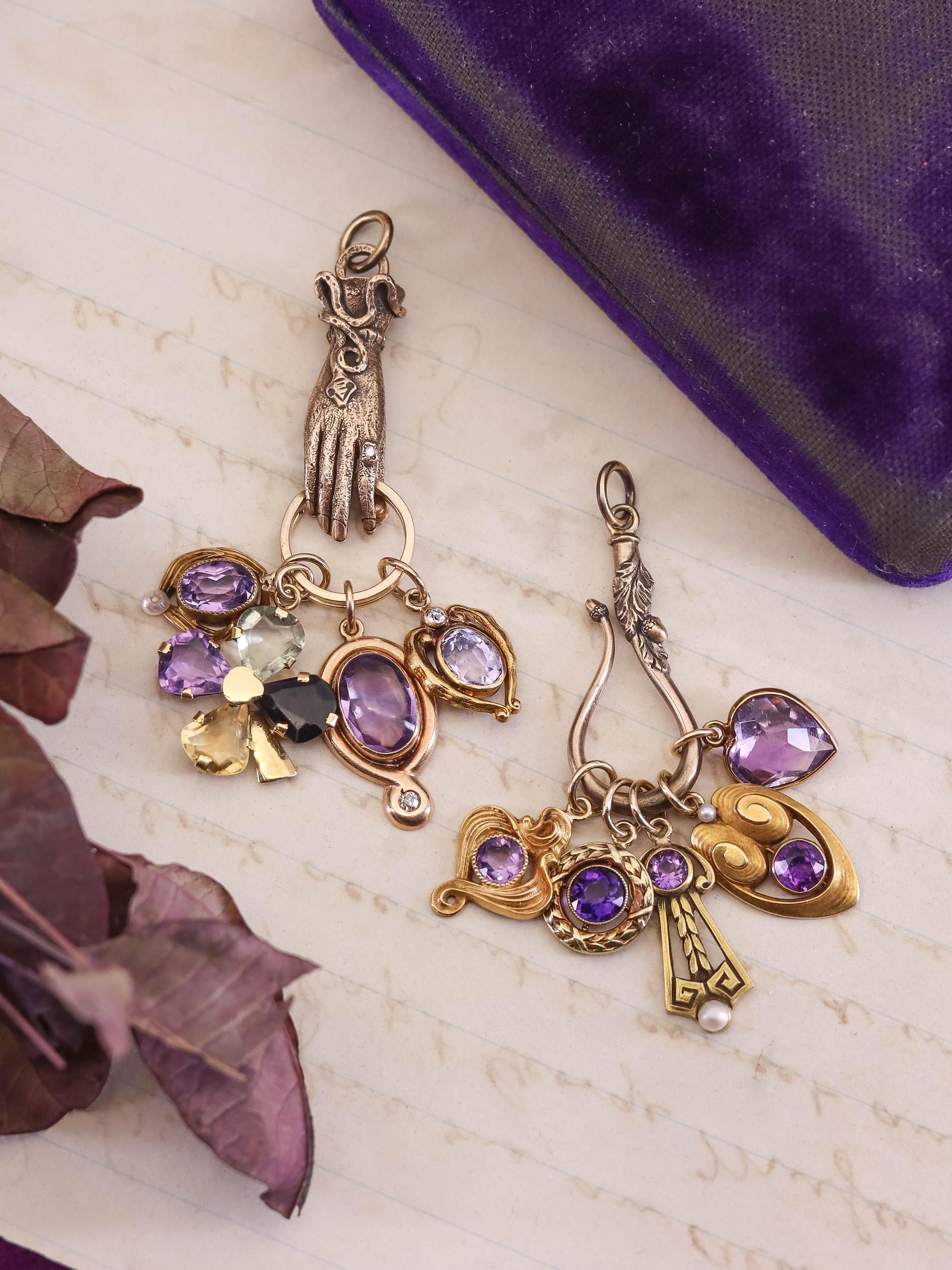 Vintage Edelstein vierblättrige Kleeblatt Charme oder Anhänger von 18k Gold im Angebot 1