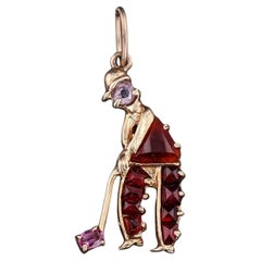 Vintage Gemstone Golfer Charm of 14k Gold