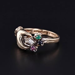 Vintage Gemstone Hand Ring of 9ct Gold