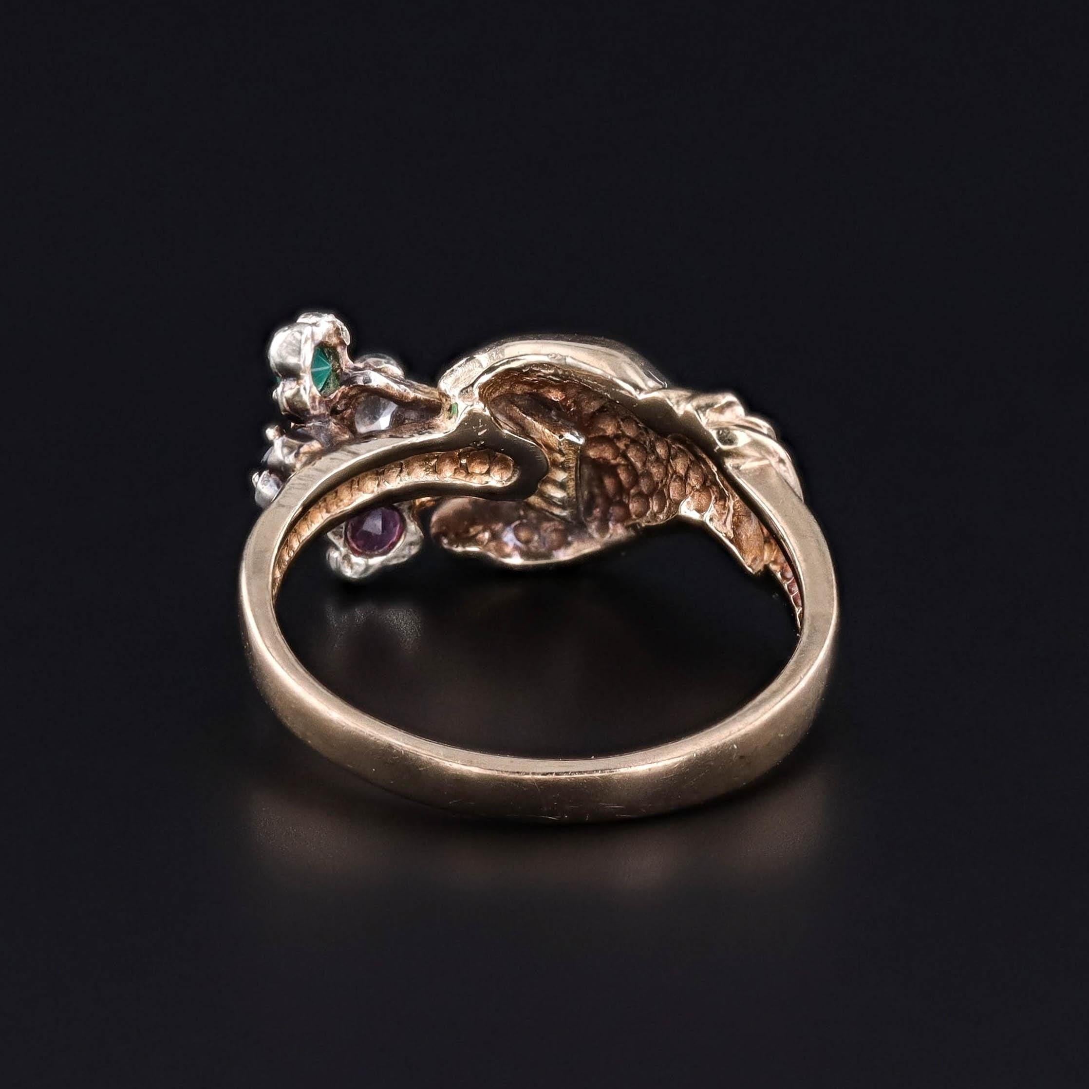 Bague vintage en or 9ct avec pierres précieuses Bon état - En vente à Lewisburg, PA