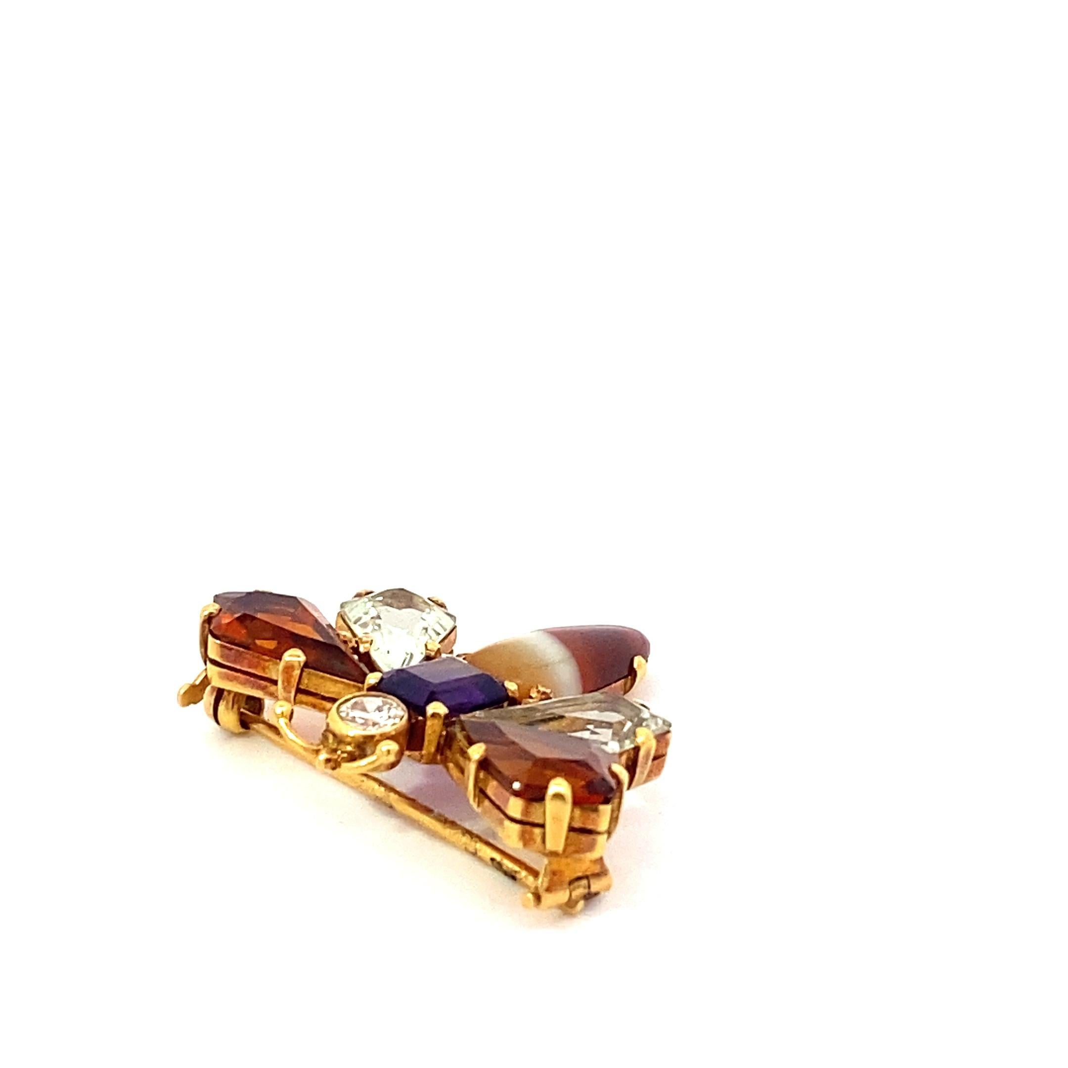 Broche vintage de piedra preciosa con forma de insecto en Bueno estado para la venta en Brooklyn, NY