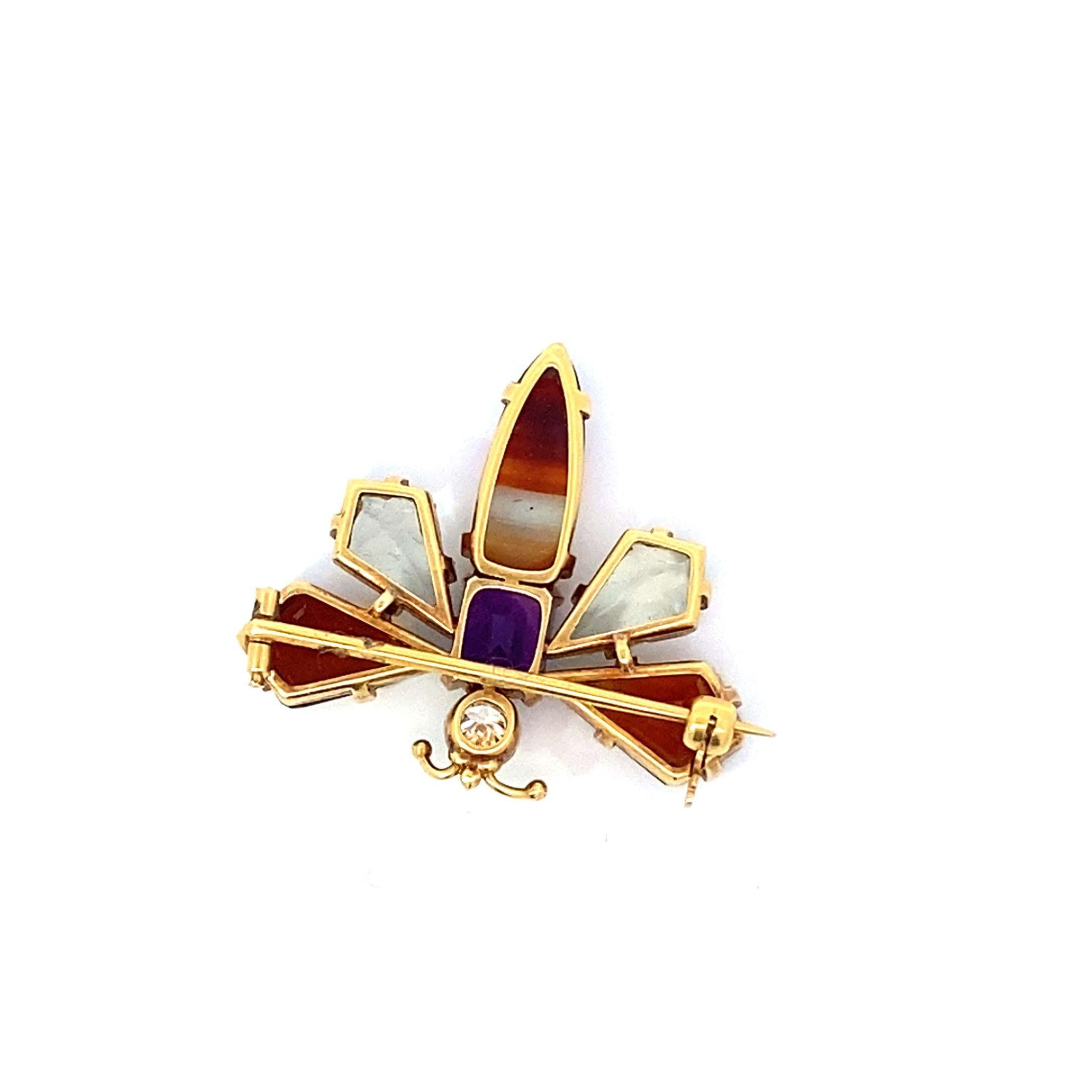 Broche vintage de piedra preciosa con forma de insecto en venta 2