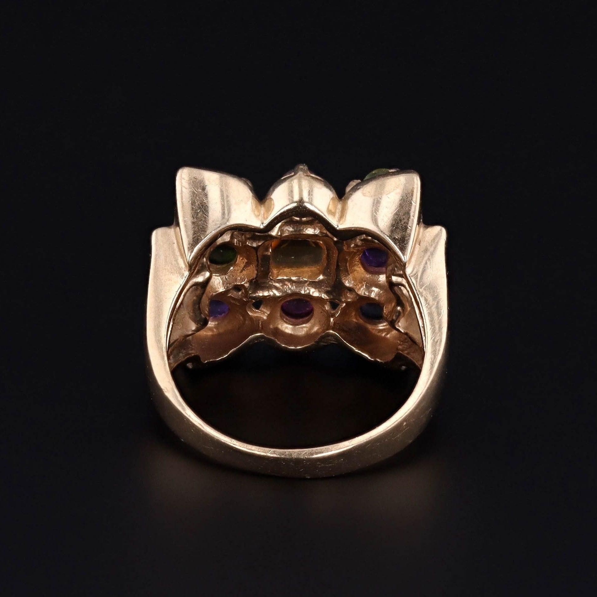 Vintage Gemstone Ring of 14k Gold In Good Condition For Sale In Lewisburg, PA