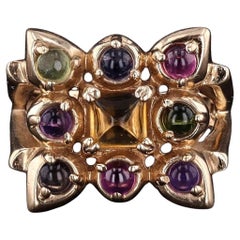 Anillo vintage de piedras preciosas de oro de 14k