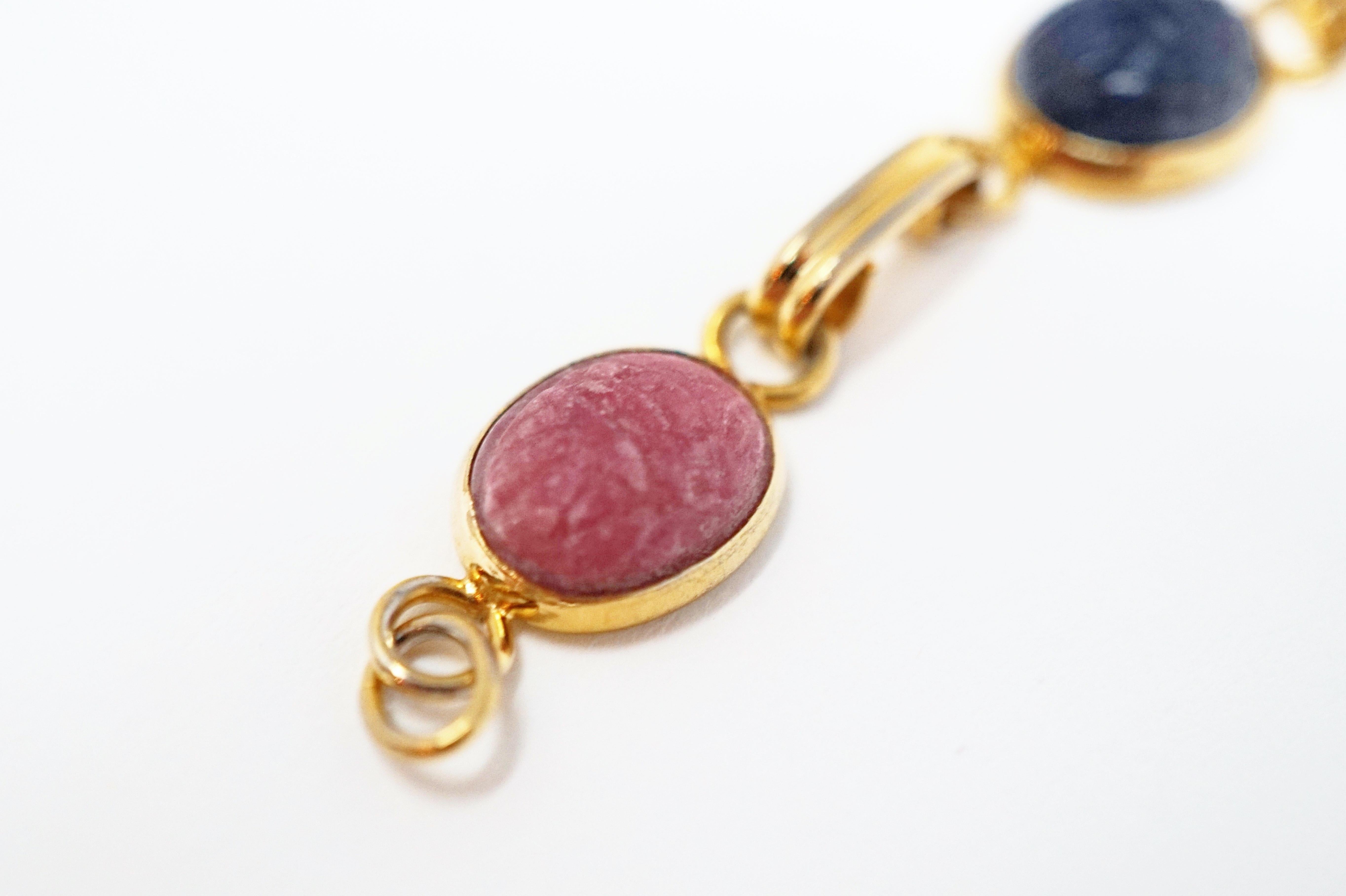 Women's Vintage Gemstone Scarab Beetle Egyptian Good Luck Bracelet