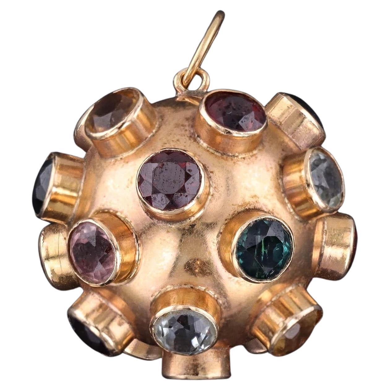 Vintage Gemstone Sputnik Pendant of 15ct Gold