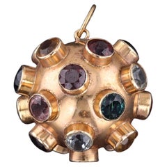 Vintage Gemstone Sputnik Pendant of 15ct Gold