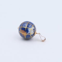 Vintage Gemstones Globe Pendant Charm 18k Gold