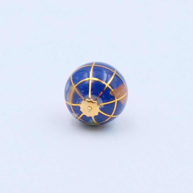 Vintage Gemstones Globe Pendant Charm 18k Gold In Excellent Condition For Sale In Austin, TX