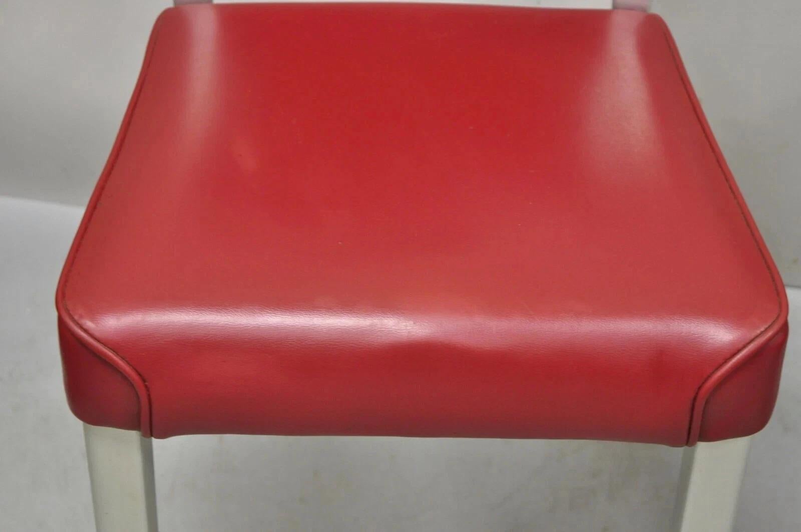 Vintage General Fireproofing GoodForm Aluminio Rojo Vinilo Sillas Laterales - un Par en venta 5