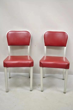 Vintage General Fireproofing GoodForm Aluminum Red Vinyl Side Chairs - a Pair