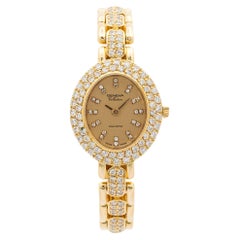 Vintage Geneva Collection Solid 18K Yellow Gold Diamond Bracelet Quartz Watch