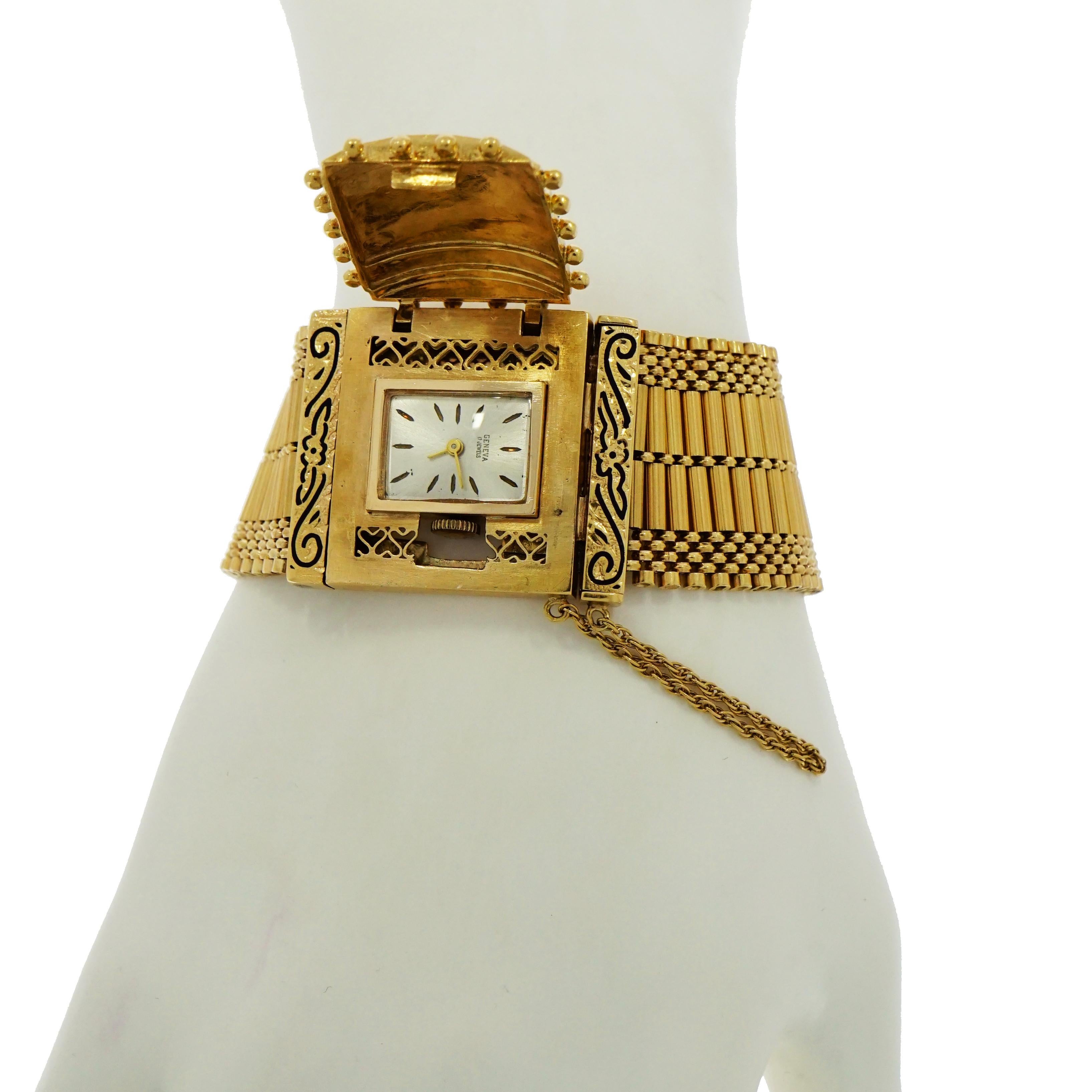 Vintage Geneva Yellow Gold Covered Watch Bracelet 2