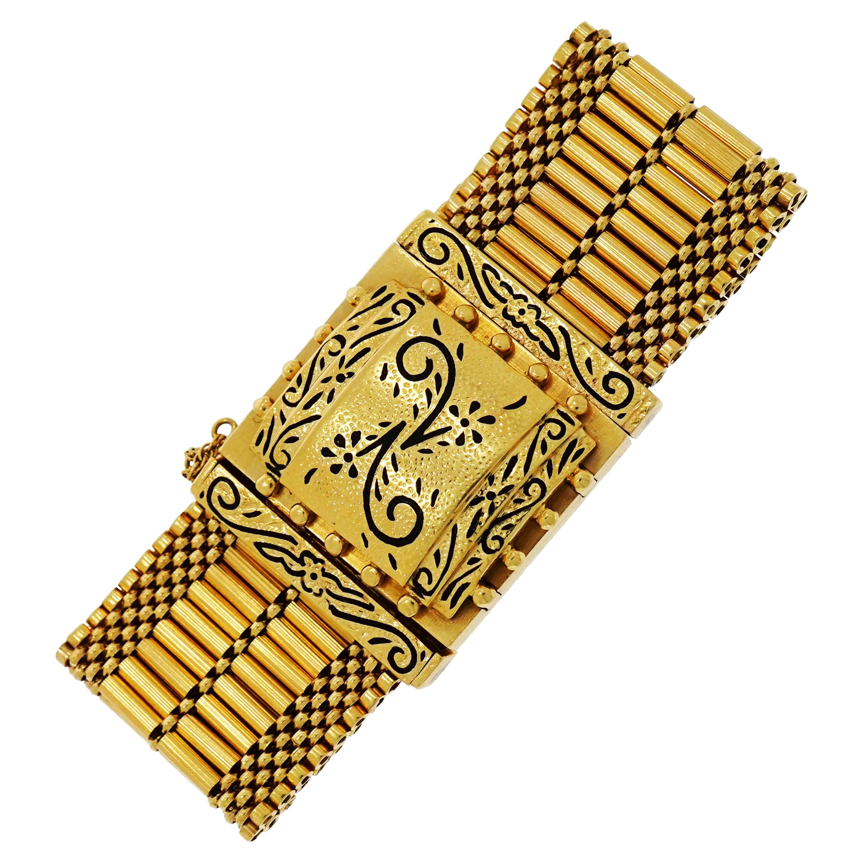 Vintage Geneva Yellow Gold Covered Watch Bracelet