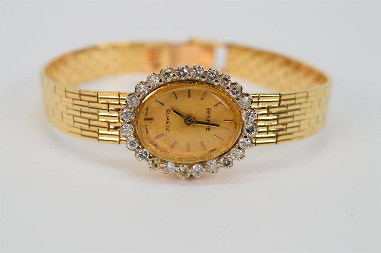 Vintage geneva diamond quartz watch deals