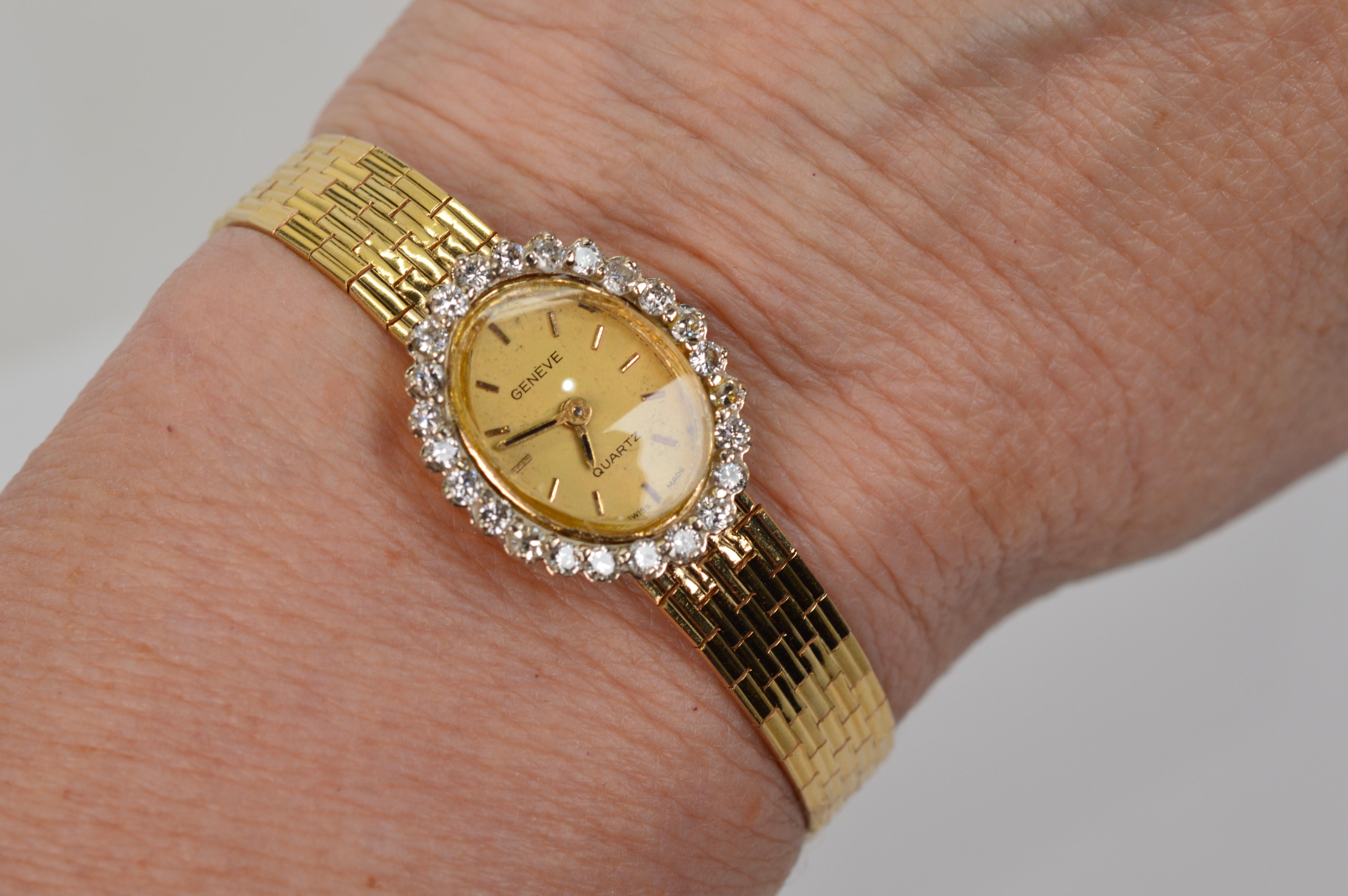 geneve quartz 14k gold watch 0585