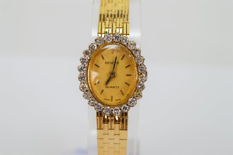 Geneve quartz 14k gold watch 0585 hotsell