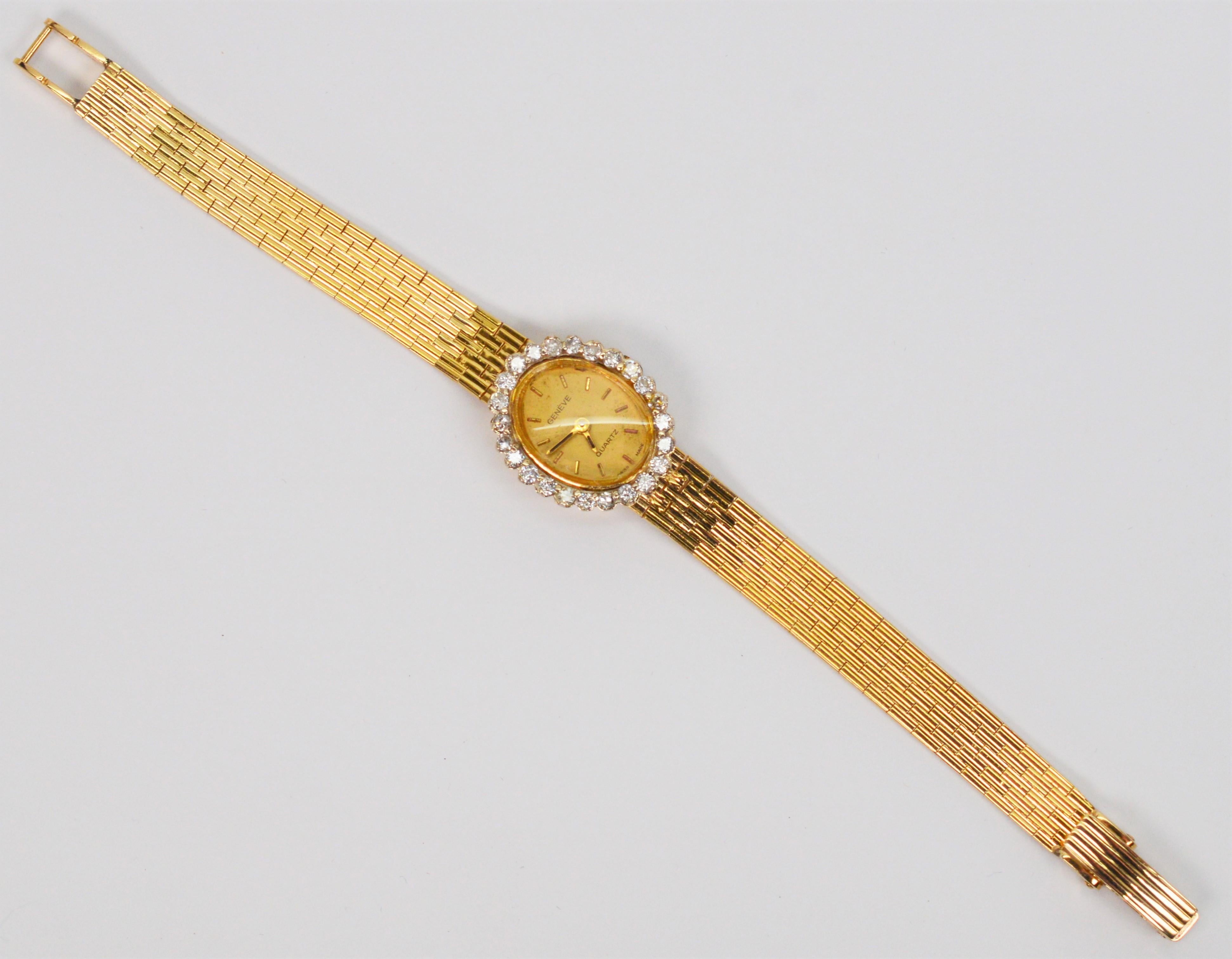 vintage geneva diamond quartz watch