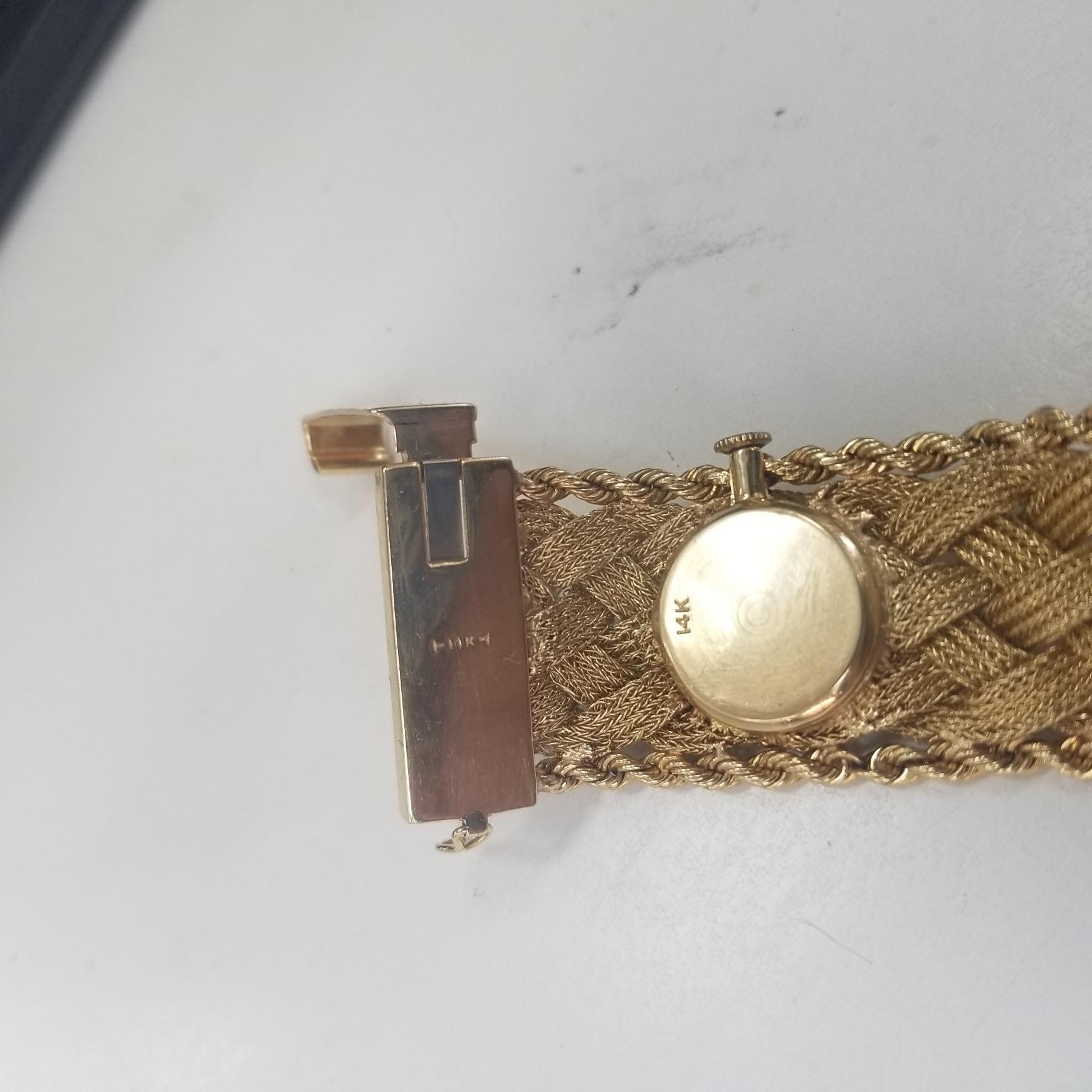 Vintage Geneve 14 Karat Yellow Gold Woven and Rope Bracelet Watch with Tassels 2