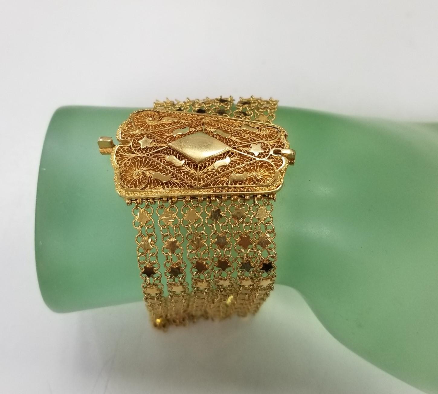 Montre-bracelet vintage Geneve en or jaune 14 carats tissé et corde avec pompons 4