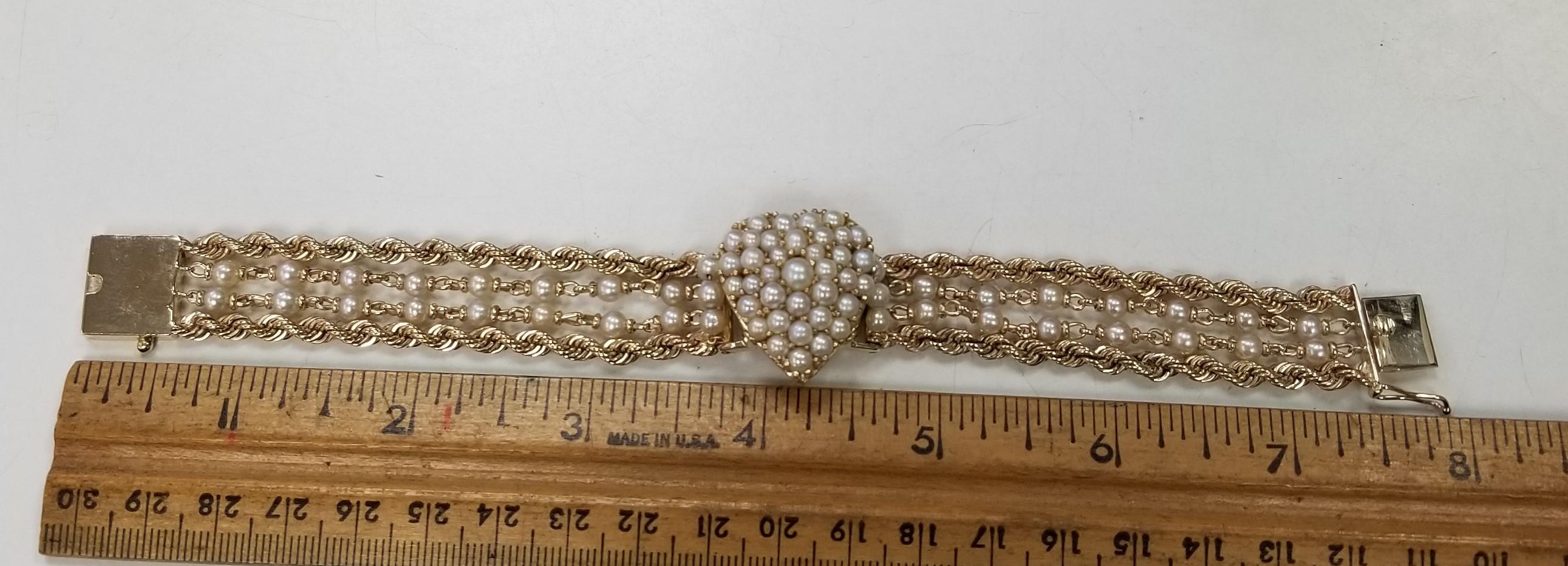 Vintage Geneve 14 Karat Gelb Perle & Gold Seil Armbanduhr w / versteckte Uhr im Zustand „Hervorragend“ im Angebot in Los Angeles, CA