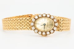 Vintage Geneve Ladies 14k Yellow Gold Watch with Diamond Bezel