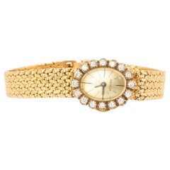Vintage Geneve Ladies 14k Yellow Gold Watch with Diamond Bezel