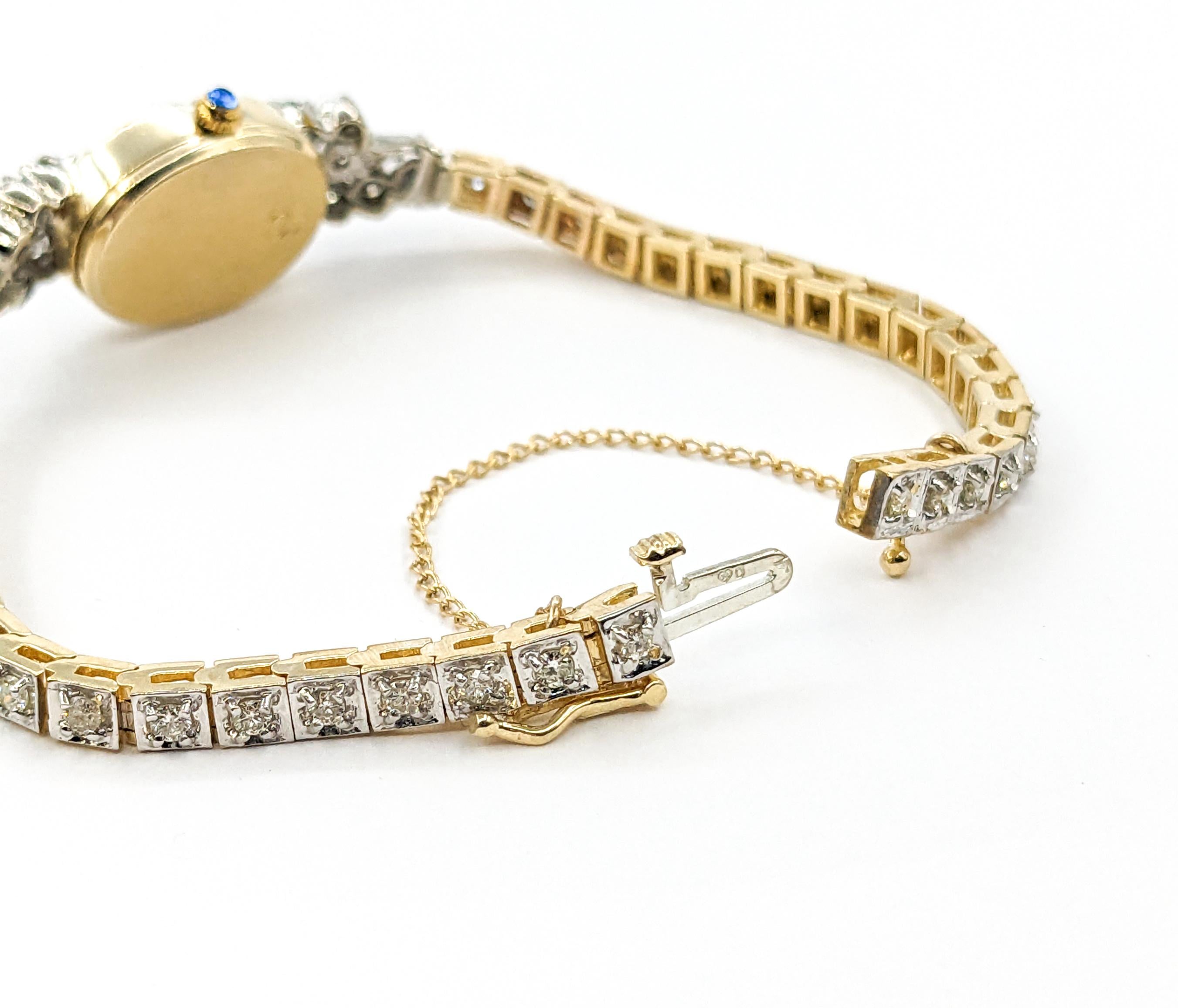 Vintage Geneve Damen Diamant & Gelbgold Uhr im Zustand „Hervorragend“ in Bloomington, MN