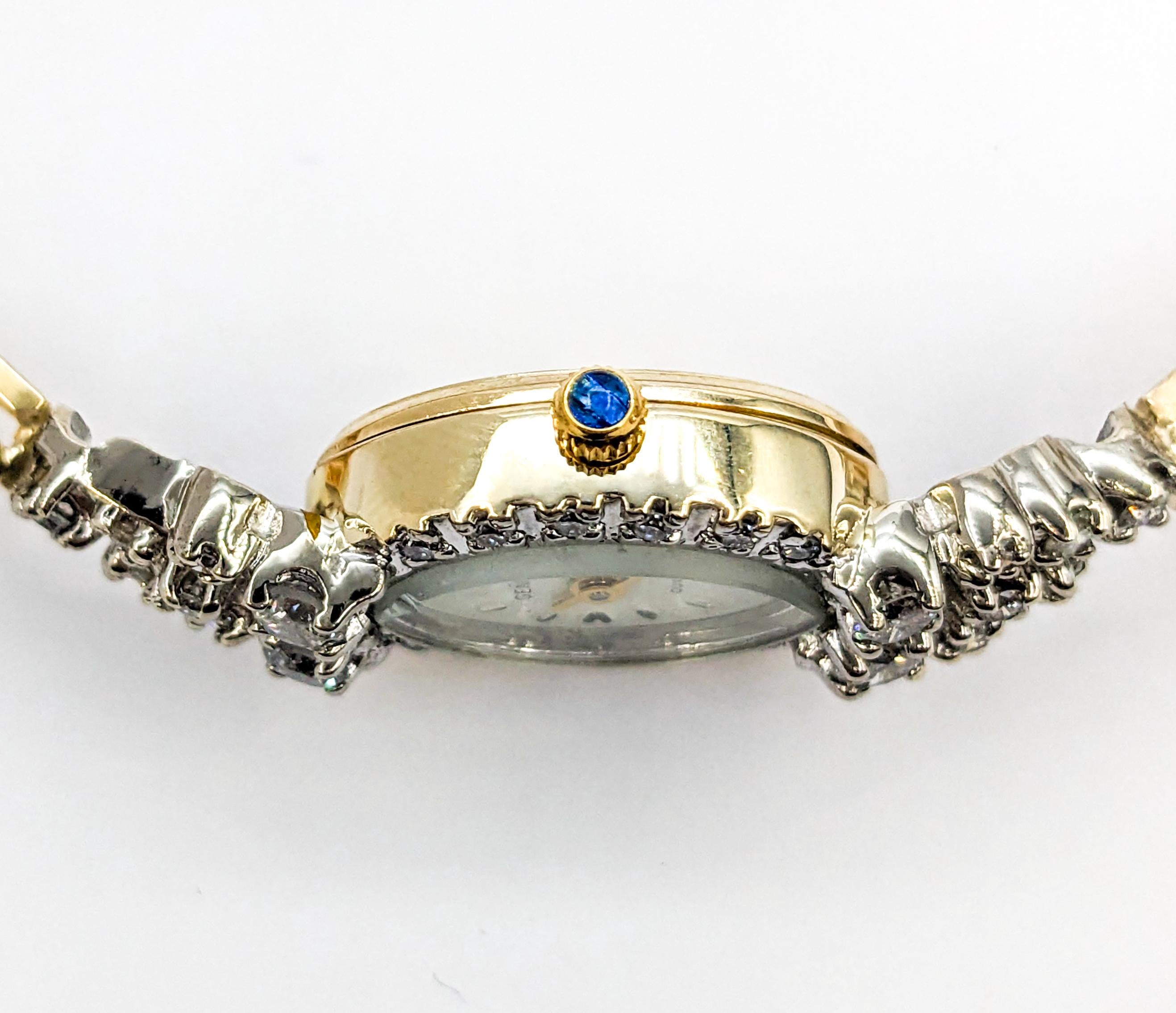 Vintage Geneve Damen Diamant & Gelbgold Uhr 1