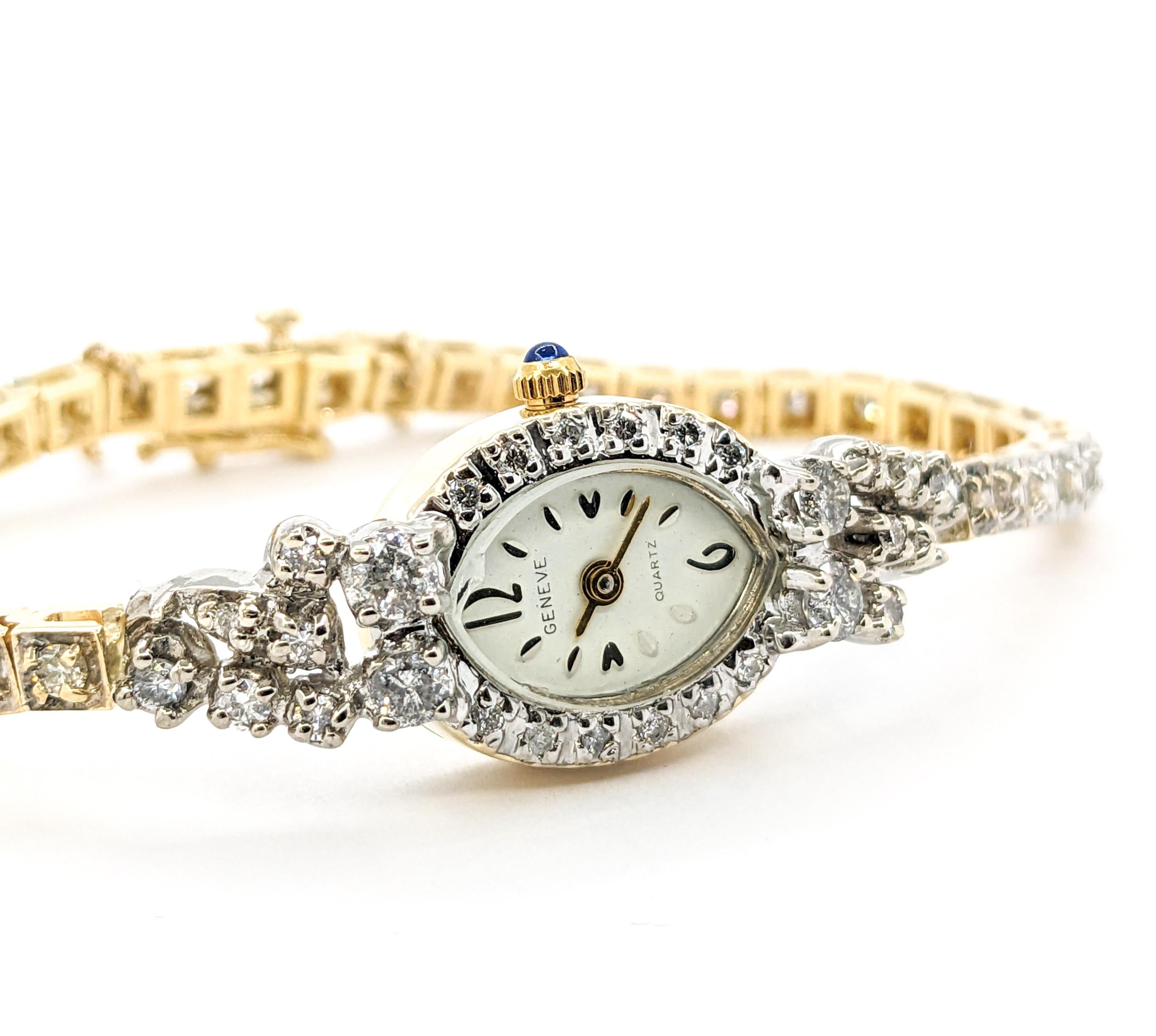 Vintage Geneve Damen Diamant & Gelbgold Uhr 2
