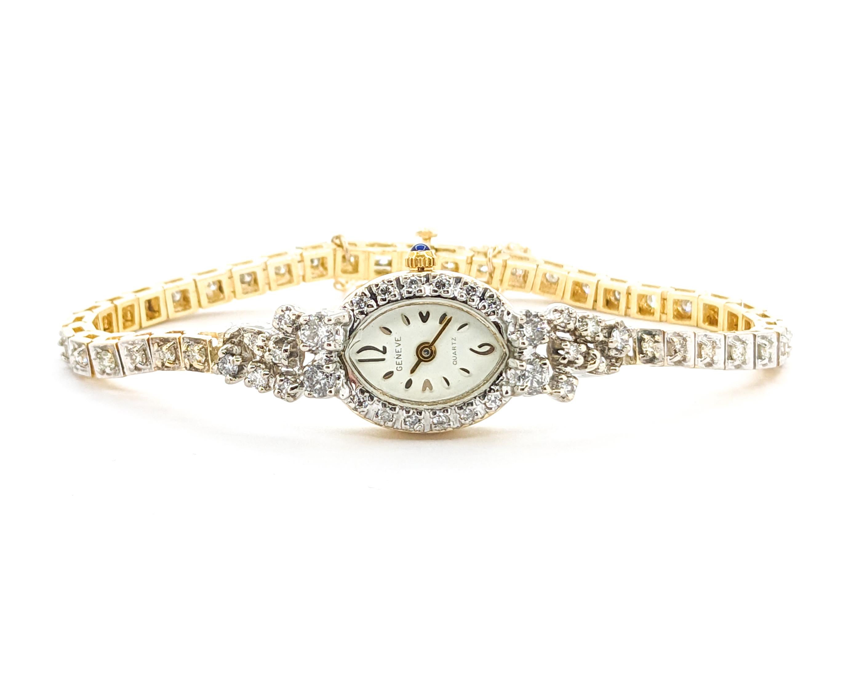 Vintage Geneve Damen Diamant & Gelbgold Uhr 3