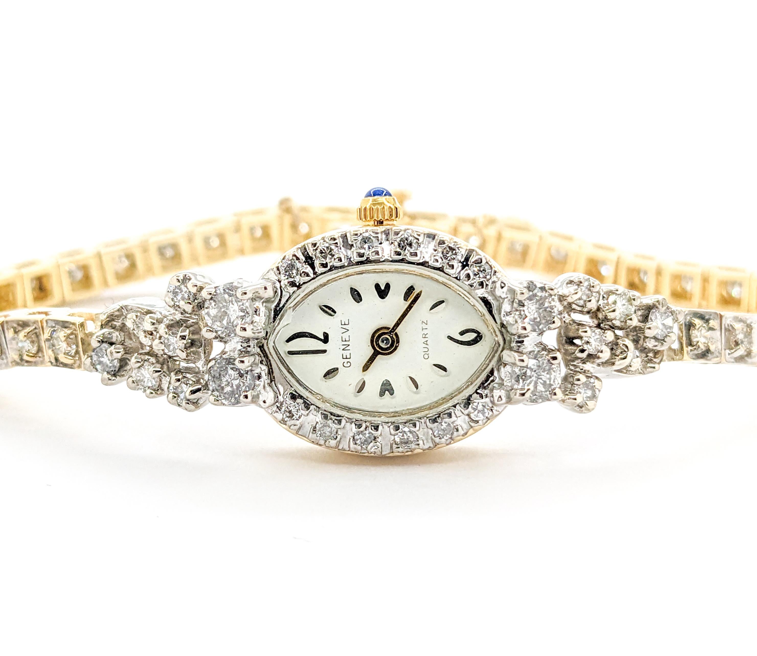 Vintage Geneve Damen Diamant & Gelbgold Uhr 4