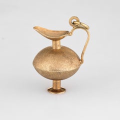 Vintage Genie in a Bottle Charm 14 Karat Gold Estate Fine Jewelry Pendant Vase