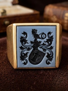 Vintage 14KT Yellow Gold Sardonyx Intaglio Signet Ring, Circa 1940