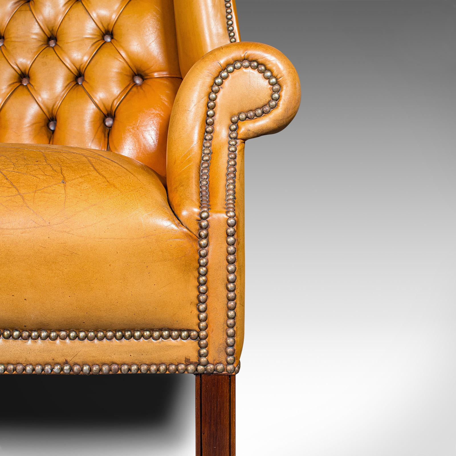 Vintage Gentleman's Club Armchair, English, Wing Back, Lounge, Georgian Revival For Sale 3