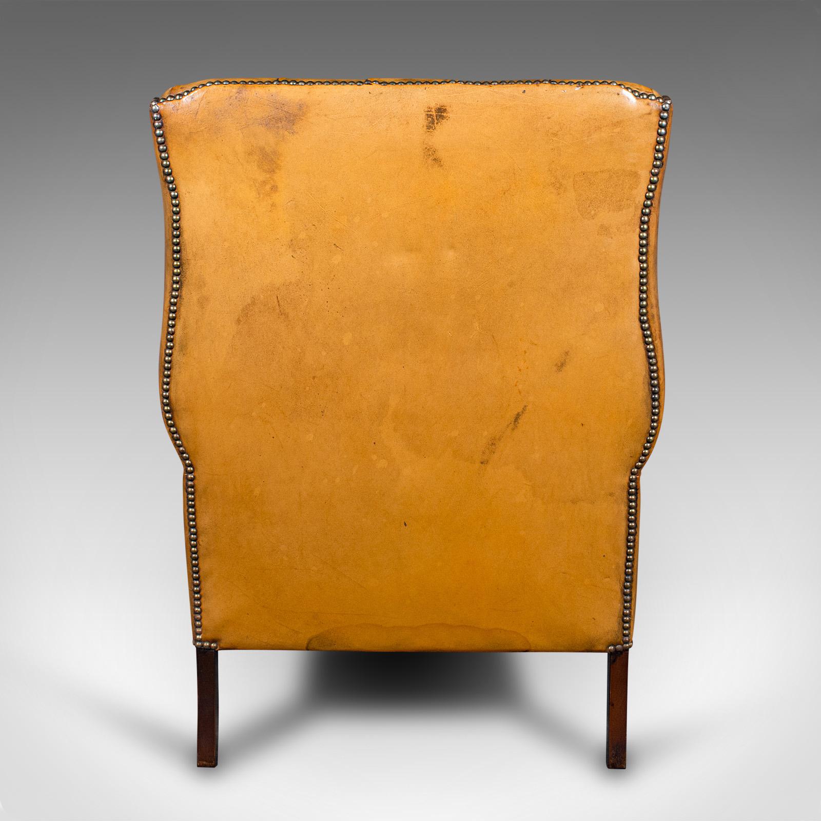 Vintage Gentleman's Club Armchair, English, Wing Back, Lounge, Georgian Revival In Good Condition For Sale In Hele, Devon, GB