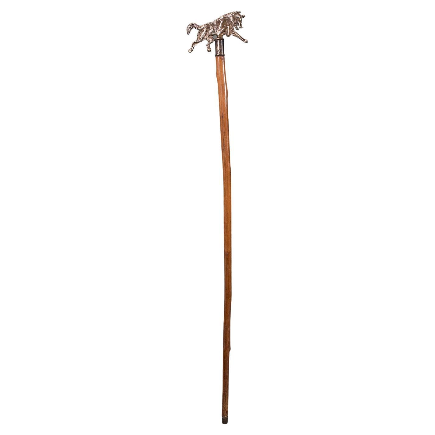 Vintage Gentleman's Walking Stick, English, Bentwood, Brass, Cane, Country House For Sale