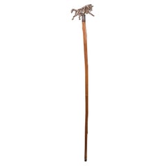 Vintage Gentleman's Walking Stick, English, Bentwood, Brass, Cane, Country House