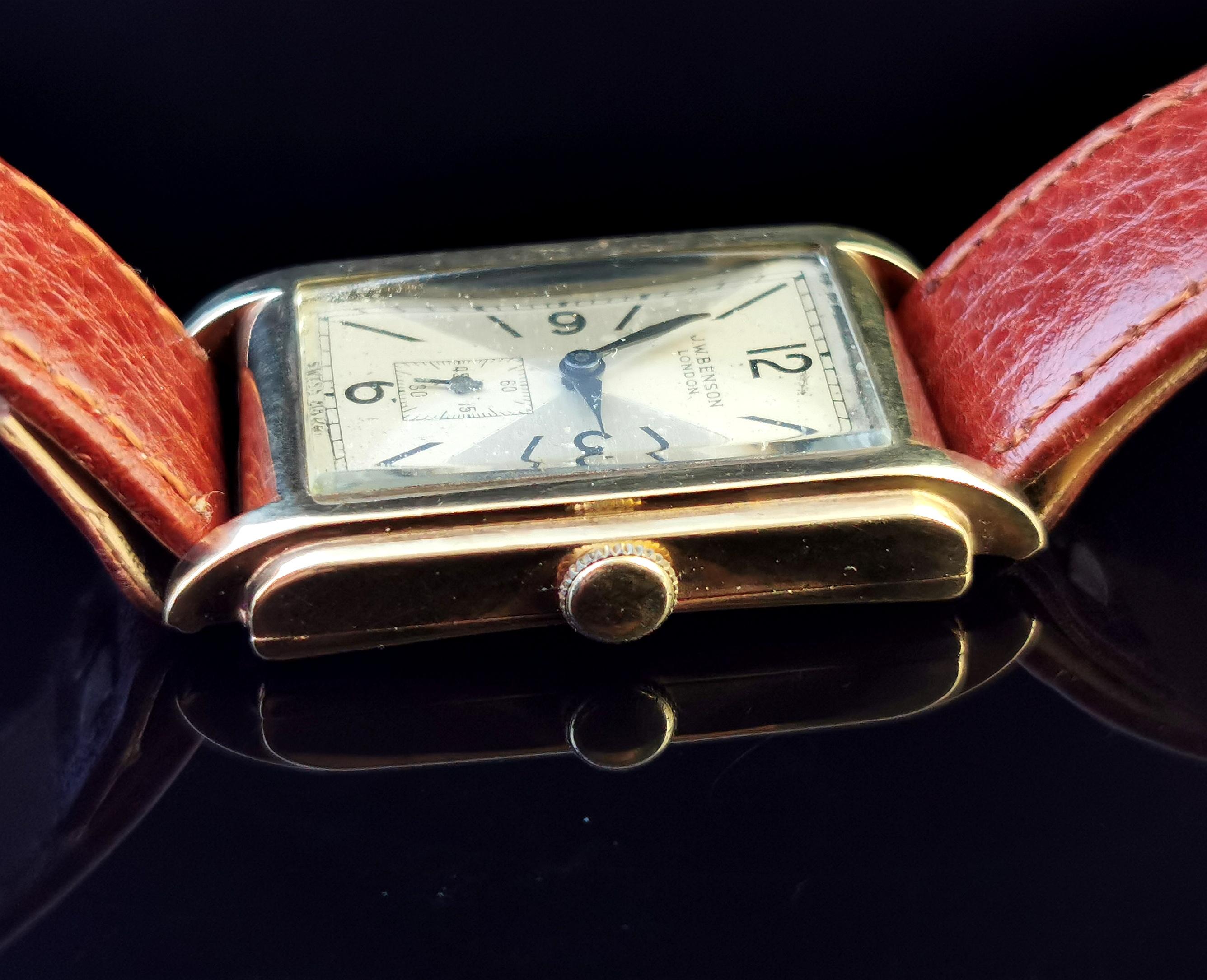 Vintage Gents Yellow Gold Wristwatch, J W Benson  7