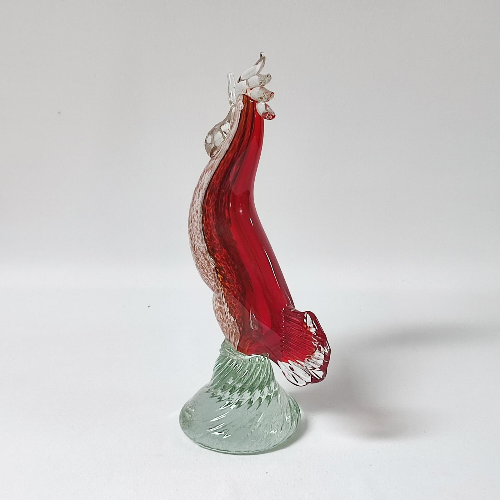 Italian Vintage Genuine Murano Glass Rooster For Sale