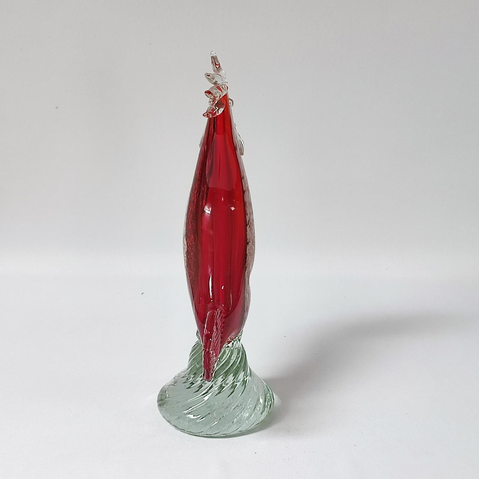 Hand-Crafted Vintage Genuine Murano Glass Rooster For Sale