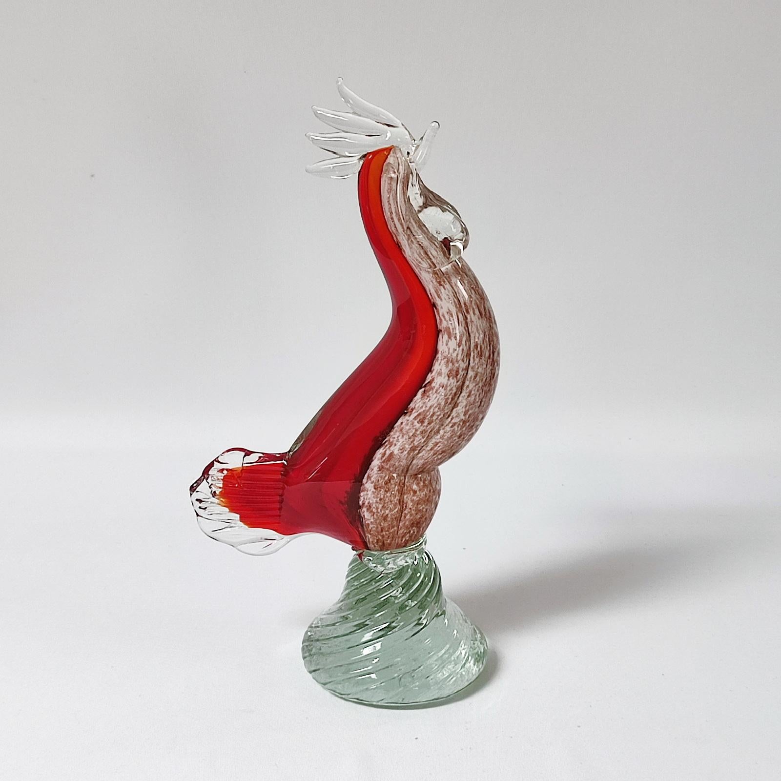 Mid-20th Century Vintage Genuine Murano Glass Rooster For Sale