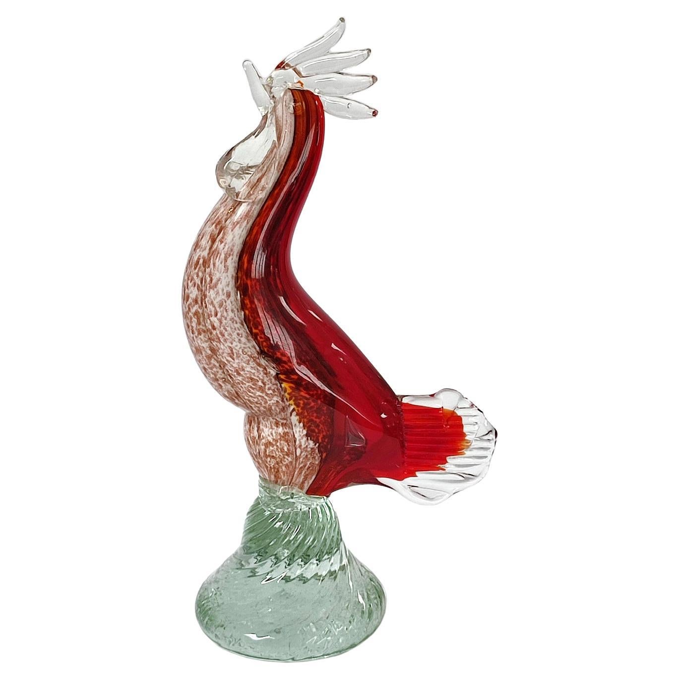Gallo vintage de cristal de Murano auténtico