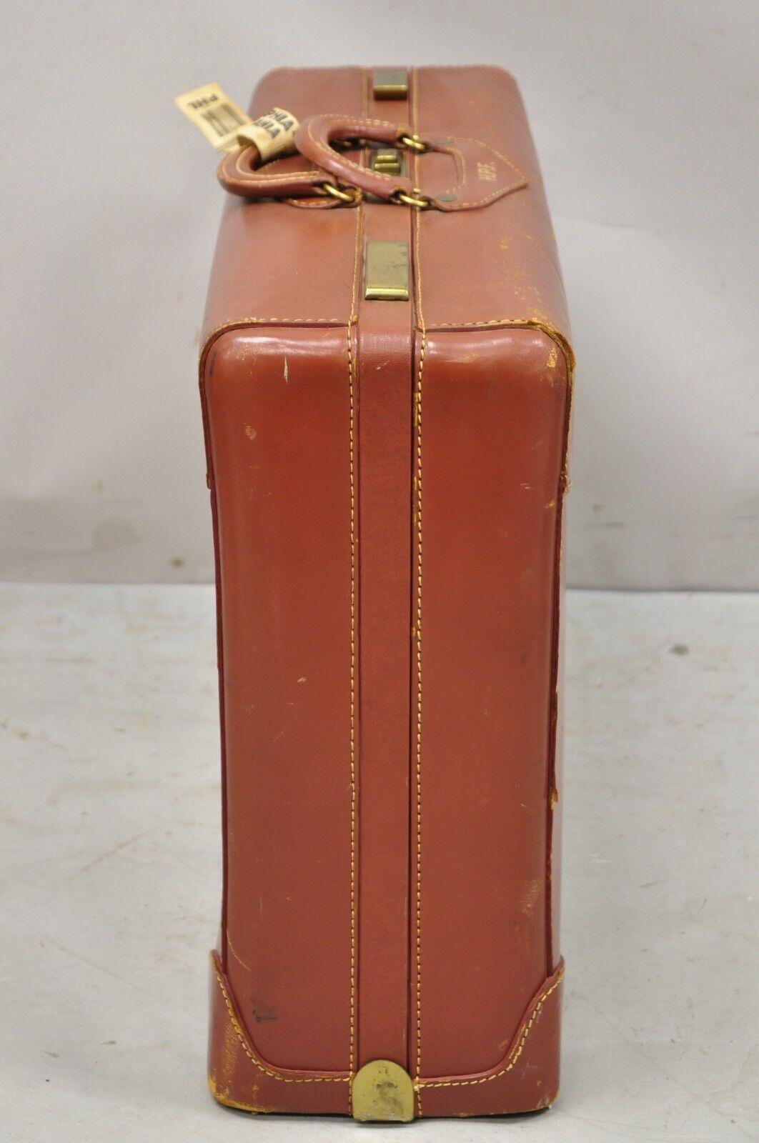 Vintage Genuine Top Grade Cowhide Brown Leder Koffer Gepäck (Moderne der Mitte des Jahrhunderts) im Angebot