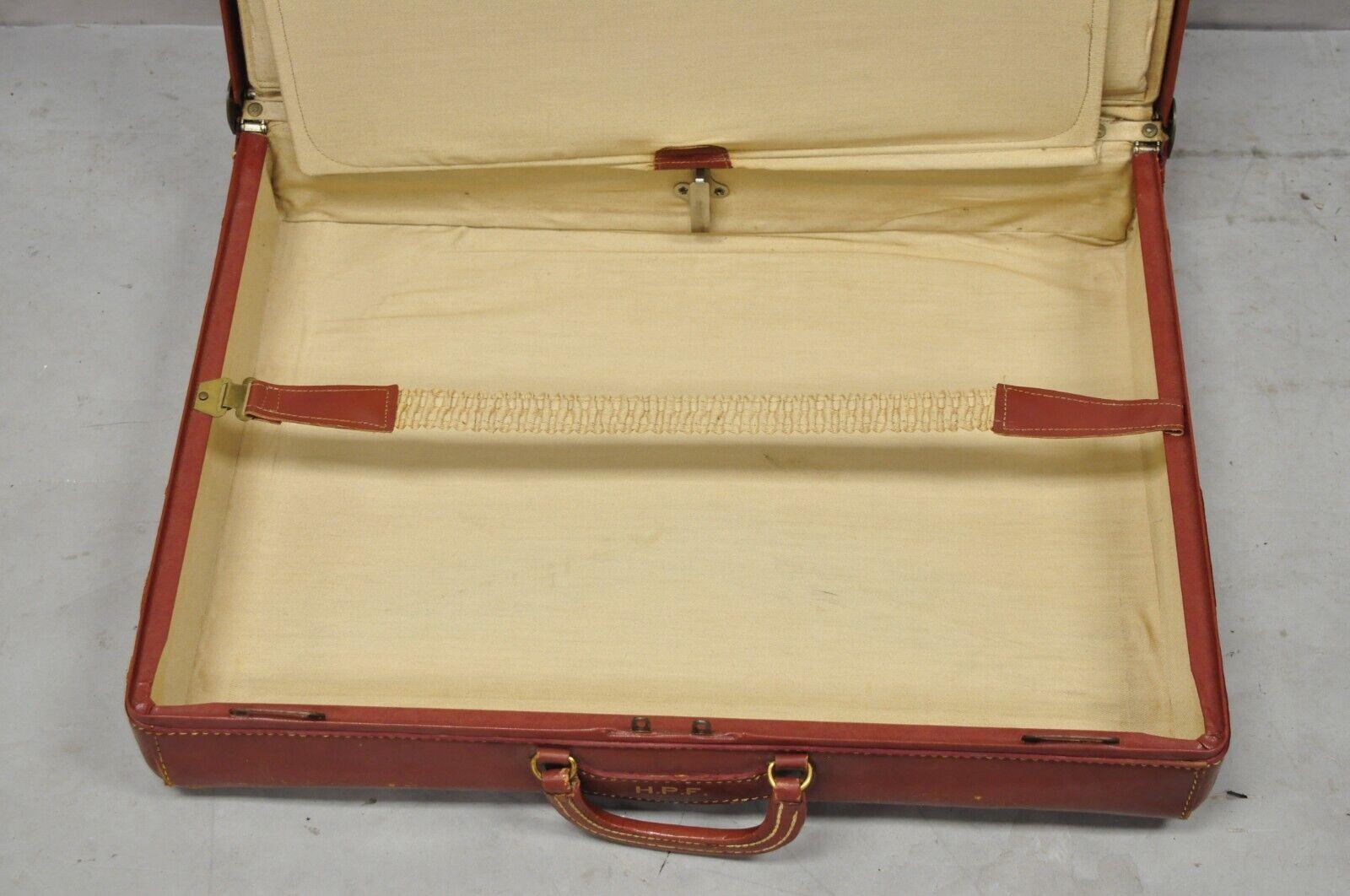 Vintage Genuine Top Grade Cowhide Brown Leder Koffer Gepäck im Angebot 2